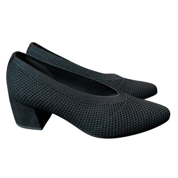 Eileen Fisher Black Gabby Recycled Stretch Knit Block Heel Size 7 Pumps Shoes - Picture 4 of 6